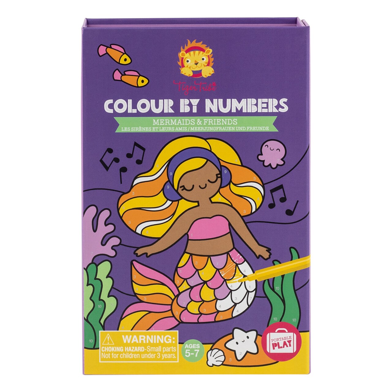Tiger Tribe: Color By Numbers - Mermaids & Friends - Activity Set, Themed Coloring Pages, Markers, Color A Number At A Time, Kids Ages 5+